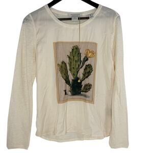 Scotch & Soda Linen & Satin Cactus Graphic Top Women’s 2 Ivory